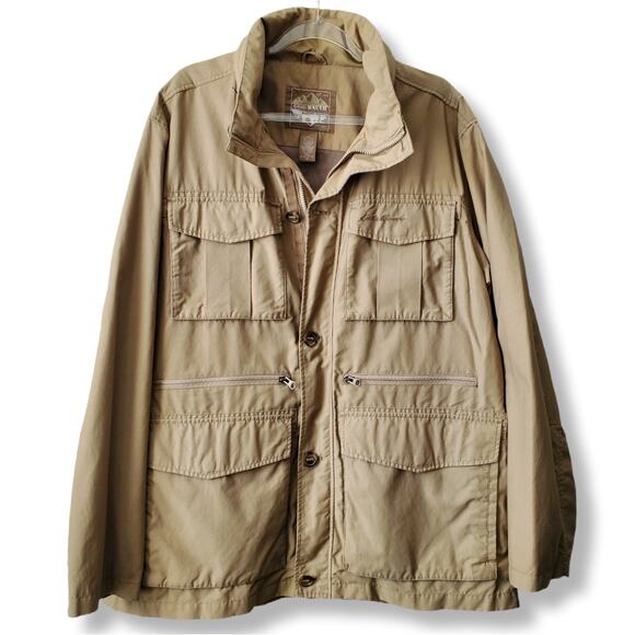 VTG Men Eddie Bauer Travel Explorer Safari Utility Jacket XL Pocket Outdoor Gorp - Picture 1 of 11